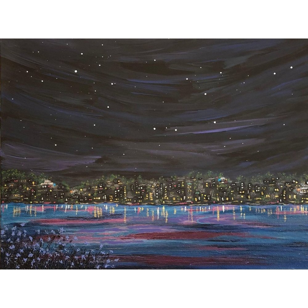 Bright Lights Big City 9 x 12 Acrylic Painting